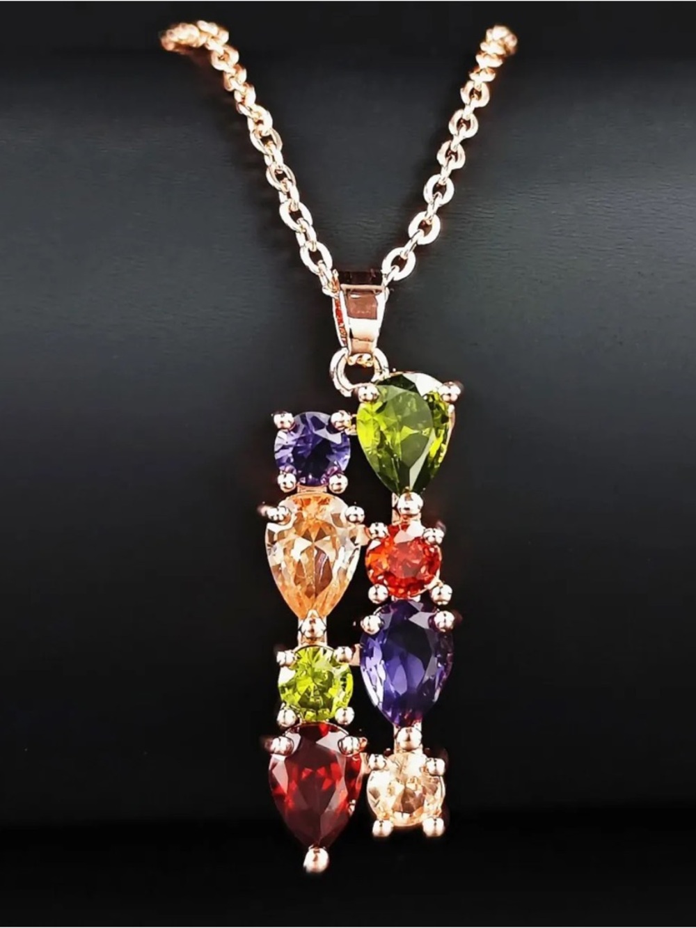🆕New Multi-Color Gemstone Necklace-Sterling Silver Plated - Picture 2 of 10